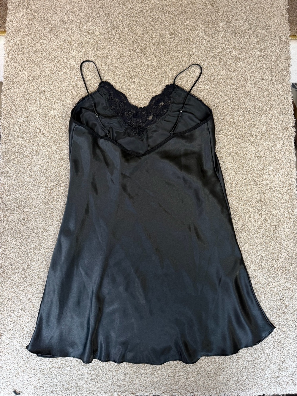 Vintage Intimates Black Slip Dress With Slit Nightgown- Hidden Fantasies Size L - Picture 3 of 6